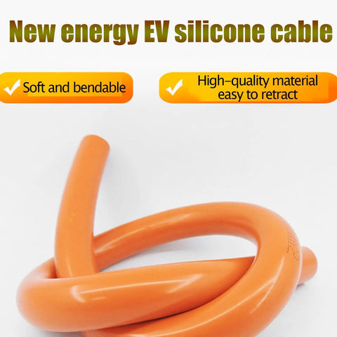 Wicked Durable EV Silicone Rubber High Temp Power Cable Oxygen Free Copper Braided Foil Shielded 1500V Rated Badass Juice Wire, orange silicone cable.