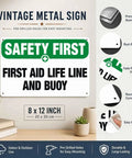 Durable 8x12 Inch Aluminum Safety Sign Life Line And Buoy For Workplace Factory Outdoor Public Space Tough As Nails And Ready For First Aid Protocols In Metal Signage.
