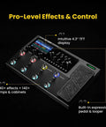 GP-200 Multi Effects Pedal For Guitar And Bass With Amp Modeling IR Loader shown with TFT display and controls