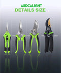 4 Pack Titanium Bypass Pruning Shears With Ergonomic Grips And Stainless Blades, Gardening Tool Kit With Gloves displayed