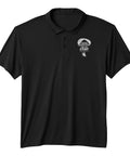 That's My Game Paraglider Polo Shirt For Powered Paragliding Fans black polyester tee with motor paraglider design front view.
