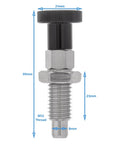 Professional Grade Stainless Steel Indexing Spring Plunger M12 X 1 Point 75 Thread 8 Millimeter Retractable Pin with hex knob