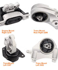 Set Of 4 Heavy Duty Engine Motor And Transmission Mounts For 2010 To 2017 Captiva Equinox Terrain 2.4L Direct Replacement