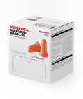 Box of Corded Disposable Foam Earplugs Orange NRR 33 Noise Reduction For Maximum Protection All Day Comfort With Bell Shaped Inner Ear Fit