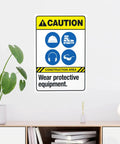 Gear Up Safety Sign Wear Protective Equipment Warning Sign for PPE Gear at the Job Site 8 by 12 Inches Metal Safety Plaque on wall