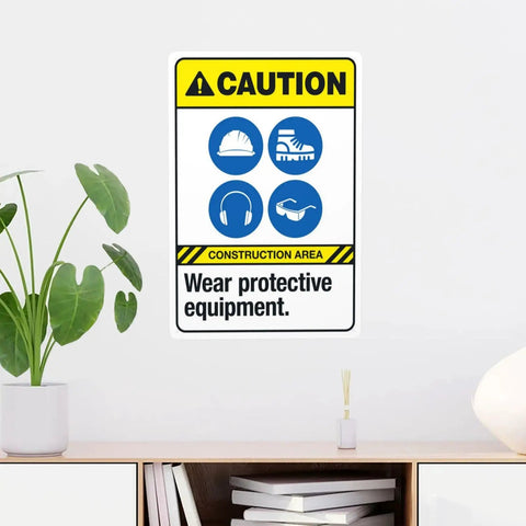 Gear Up Safety Sign Wear Protective Equipment Warning Sign for PPE Gear at the Job Site 8 by 12 Inches Metal Safety Plaque on wall