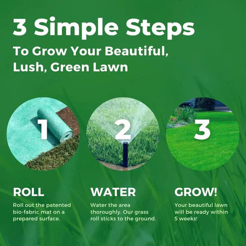 Biodegradable Grass Seed Mat Roll For Lawns And Shade, 100 Sq Ft Green Year Round, Seed And Mulch In One, Easy Roll Out Lawn Solution For Dog Patches, No Fake Grass, Just Water And Grow