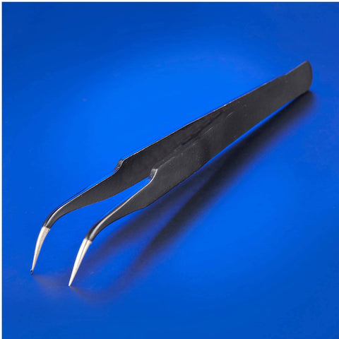 Soldering tweezers on blue background, part of 750 Watt Hot Air Rework Station With 3 Temp Presets, Temperature Calibration Kit.