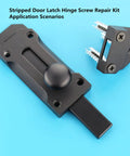DIY Door Repair Kit For Stripped Hinge And Damaged Screws Reinforcement Jamb Hardware Black Finish shown on blue background