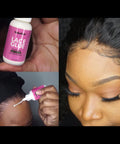 Waterproof Lace Wig Glue Kit With 5 Piece Set And Remover, applied to hairline for strong hold on sensitive scalps.