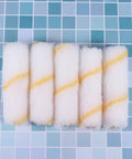 Thirty Piece Mini Paint Roller Sleeves With High Density Foam To Banish Ugly Track Lines And Deliver A Smooth As Silk Wall Finish While Providing Quick Dry Coverage That Always Hits The Spot Without Breaking The Bank - Set of five round foam roller sleeves.