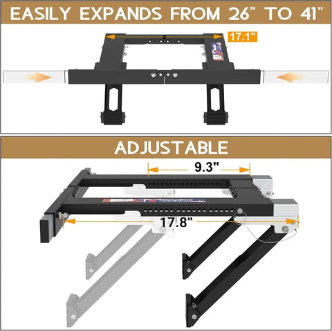 No Drill Window AC Bracket Easy Install In Minutes Heavy Duty Window Air Conditioner Mount With Anti Slip Feet Adjustable Range Strong Support Legs And Beams Handles Up To 300 Lbs