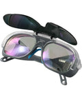 Heavy Duty Wrap Around Safety Glasses For Welding And Grinding With Impact Resistant Polycarbonate Lenses, clear and tinted, adjustable fit.
