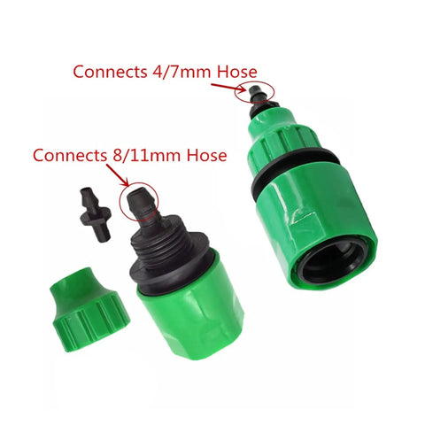 Easy Fit Garden Hose Quick Connect Kit 1/4 Inch And 3/8 Inch Hose Connectors 100 Pieces End Fittings For Irrigation Watering No Fuss Fast Install Durable Quick Coupling For Easy Setup And Water Saving, 4/7mm and 8/11mm hose connectors shown