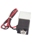 Quarter Inch DC 12V Two Way Normally Closed Solenoid Air Valve with red and black wires, showing encapsulated coil.
