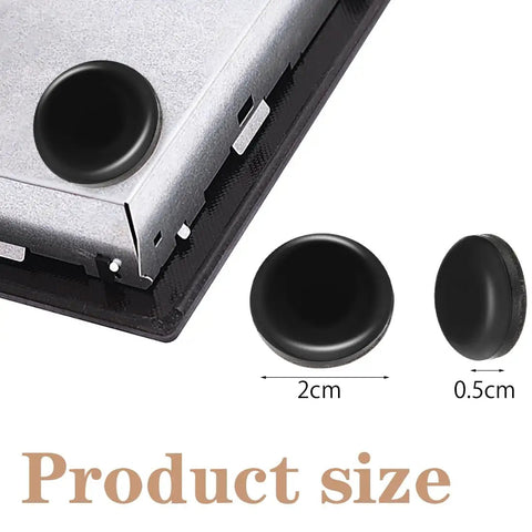 12 Piece Kitchen Appliance Sliders Set With Self Adhesive Pads for Easy Move shown in black, size 2cm diameter and 0.5cm thick