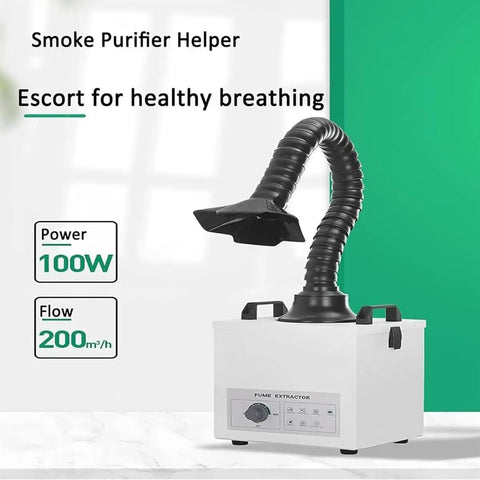 Solder Fume Extractor For DIY Welding And Soldering 100W Desktop Smoke Absorber with adjustable hose and airflow details