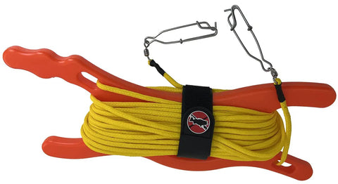 Beefy Float Line With Winder 100ft 3/16 Inch Hollow Diamond Braided Polypropylene with swivels on line winder for water activities.