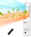 All Season Bladeless Space Heater And Tower Fan Combo With Remote Eight Speeds Quiet 25dB 90 Degree Oscillation 9H Timer Fast Safety