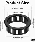 Close-up of 15 Pcs Round Cable Snap Grommet showing dimensions 32mm, black plastic, for safe cable routing, model SB-32.