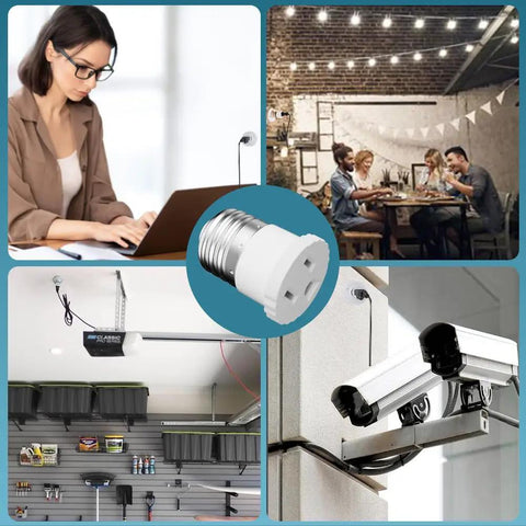 2 Pack Light Socket To Outlet Adapter Converts E26 Light Socket Into 3 Prong Outlet Compatible With 2 Prong Polarized