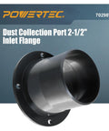 Built Different Heavy Duty Dust Port Inlet Flange 2 1/2 Inch showing black ABS plastic adapter for shop vac connections.