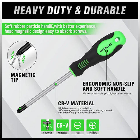 11 Piece Magnetic Screwdriver Set With 5 Phillips And 5 Flat Tips Built Tough Chrome Molybdenum Vanadium Steel Strong Magnetic Blades For Automotive And Home Repairs Loosening Seized Hardware Made For Any Task