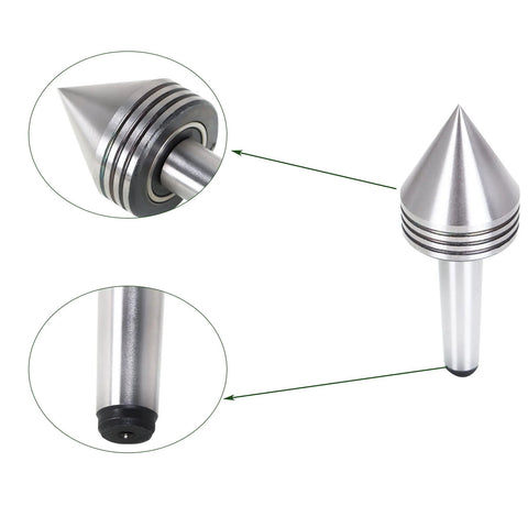 MT2 Live Center 60 Degree 2-1/2 X 1-11/16 Precision Lathe Center for Metal Lathe and CNC Work, sealed end, high hardness steel