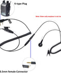 Universal Ham Radio Earpiece Adapter Cable With 2 Pin K Type To 3.5mm Female Plug, showing K-type plug and 3.5mm connector