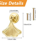 Top Shelf Knockout Slick Light Cyan Gold Ginkgo Leaf Cabinet Knobs Six Pack Vintage Drawer Pulls Premium Zinc Alloy Furniture Hardware With Screws For Dressers And Cupboards size details and screws