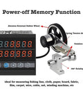 Digital Length Meter And Roll Through Measuring Wheel With High Precision Encoder For No Sweat Counting Up To 999999 Runs Across Feet Inch Meter Yard Units, displaying adjustable wheel and digital readout.