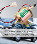 12V Inline Fuel Pump For Gas Engines With Low 2.5 To 4 PSI, Universal Fit For Lawn Mowers And Carburetors, showing front view