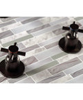 Concord Tub And Shower Faucet In Polished Chrome, Wall Mount Design, handles on tiled surface