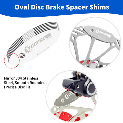 Oval disc brake spacer shims from Six In One Bike Maintenance Kit With Hydraulic Piston Press And Pro Grade Disc Brake Repair Tools