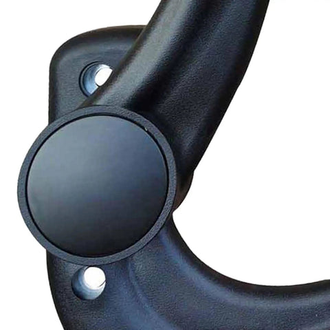 Close-up of Replacement Adjustable Armrests for Office and Gaming Chairs, Universal Arm Supports with Elbow Pads, black finish.