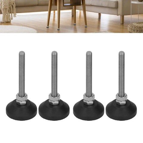 Set of 4 heavy duty adjustable leveling mounts with 50mm rise M6 thread rubber base for machines, equipment, office furniture