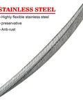 Close-up of stainless steel cable showing flexibility and anti-rust properties