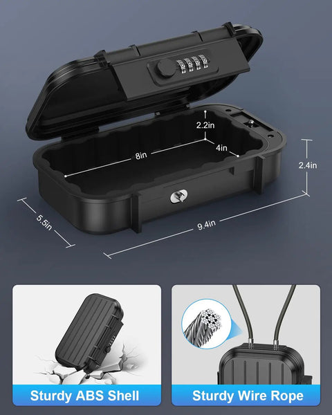 Portable Safe Box With 4 Digit Resettable Combination Lock For Travel On The Go Anti Theft Small Safe With Removable Chain