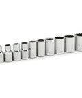 10 Piece 1/4 Inch Drive 12 Point Standard Socket Set SAE Built Tough With Off Corner Loading Stop Stripped Fasteners, Chamfered Openings