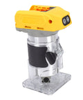 Cordless Wood Router With 800W Brushless Motor, 5 Speed Settings, ergonomic grip, shown without batteries, for precise woodworking.