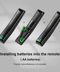 Back view of universal TV remote with battery compartment open, compatible with 4K Ultra HD screens, BN59 01 model.