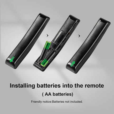 Back view of universal TV remote with battery compartment open, compatible with 4K Ultra HD screens, BN59 01 model.