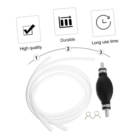 Portable Manual Fuel Transfer Pump Siphon Tool For Gasoline And Liquids High Flow Hand Sucker Pump For Cars Lawn Mowers Outdoor Equipment Leak Resistant Built In Outlet Easy To Use, black bulb pump with clear tubing and clamps