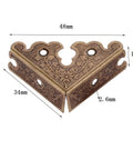 Four Pack Slick Antique Bronze Corner Protectors Heavy Duty Zinc Alloy Edge Guards For Furniture Tables And Wooden Boxes. 34mm size.