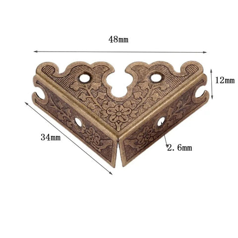 Four Pack Slick Antique Bronze Corner Protectors Heavy Duty Zinc Alloy Edge Guards For Furniture Tables And Wooden Boxes. 34mm size.