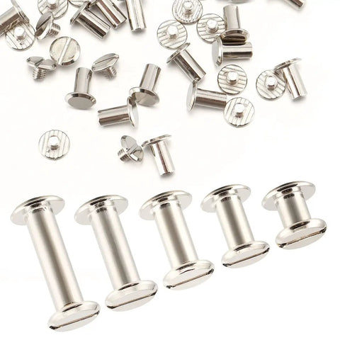 Kickass Chicago Screw Bindings Assortment Kit For Leather Crafting And Bookbinding Projects, metal fasteners in various sizes.