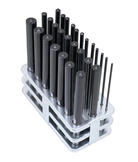 28 Piece Transfer Punch Set Pro Grade 3/32 To 1/2 By 64ths In Metal Index Case for precise marking and center punching
