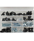 149 Piece Universal T Track and Jig Hardware Kit Featuring 1/4 Inch 20 TPI T Bolts in clear carry case with dividers.