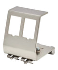 2 Port Metal DIN Rail Mounting Module For Snap In Keystone Jacks Attaches To Standard 35 mm DIN Rail, no tools needed.