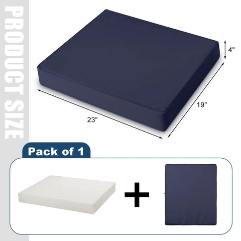 Navy Blue Outdoor Ottoman Cushions 2 Pack 23 Inch By 19 Inch By 3 Inch Waterproof Fade Resistant Removable Patio Cushions